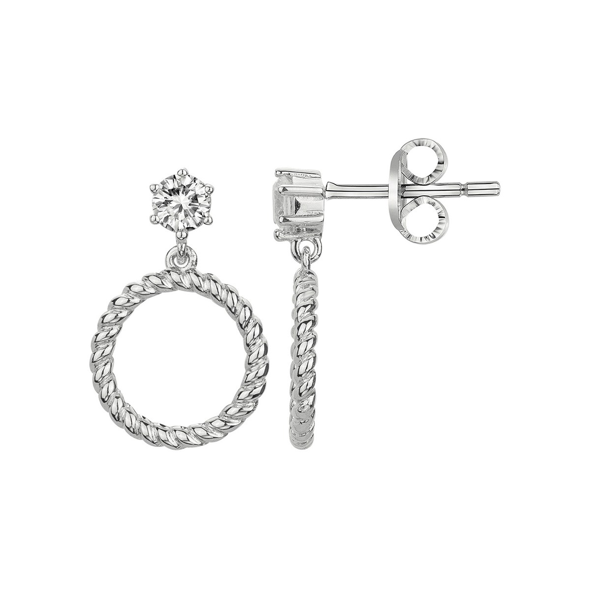 Boucles d'oreilles pendantes en Argent avec oxyde de zirconium blanc