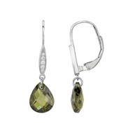 Boucles d'oreilles dormeuses en Argent avec oxyde de zirconium vert