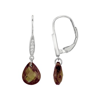 Boucles d'oreilles dormeuses en Argent avec oxyde de zirconium marron