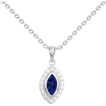 Collier mono-motif en Argent avec oxyde de zirconium bleu saphir
