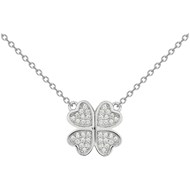 Collier mono-motif en Argent avec oxyde de zirconium blanc
