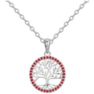 Collier mono-motif en Argent avec oxyde de zirconium rouge rubis