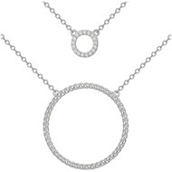 Collier double chaînes en Argent avec oxyde de zirconium blanc