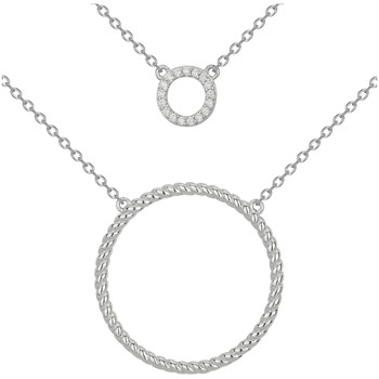 Zilver met witte zirkoonoxide dubbele ketting