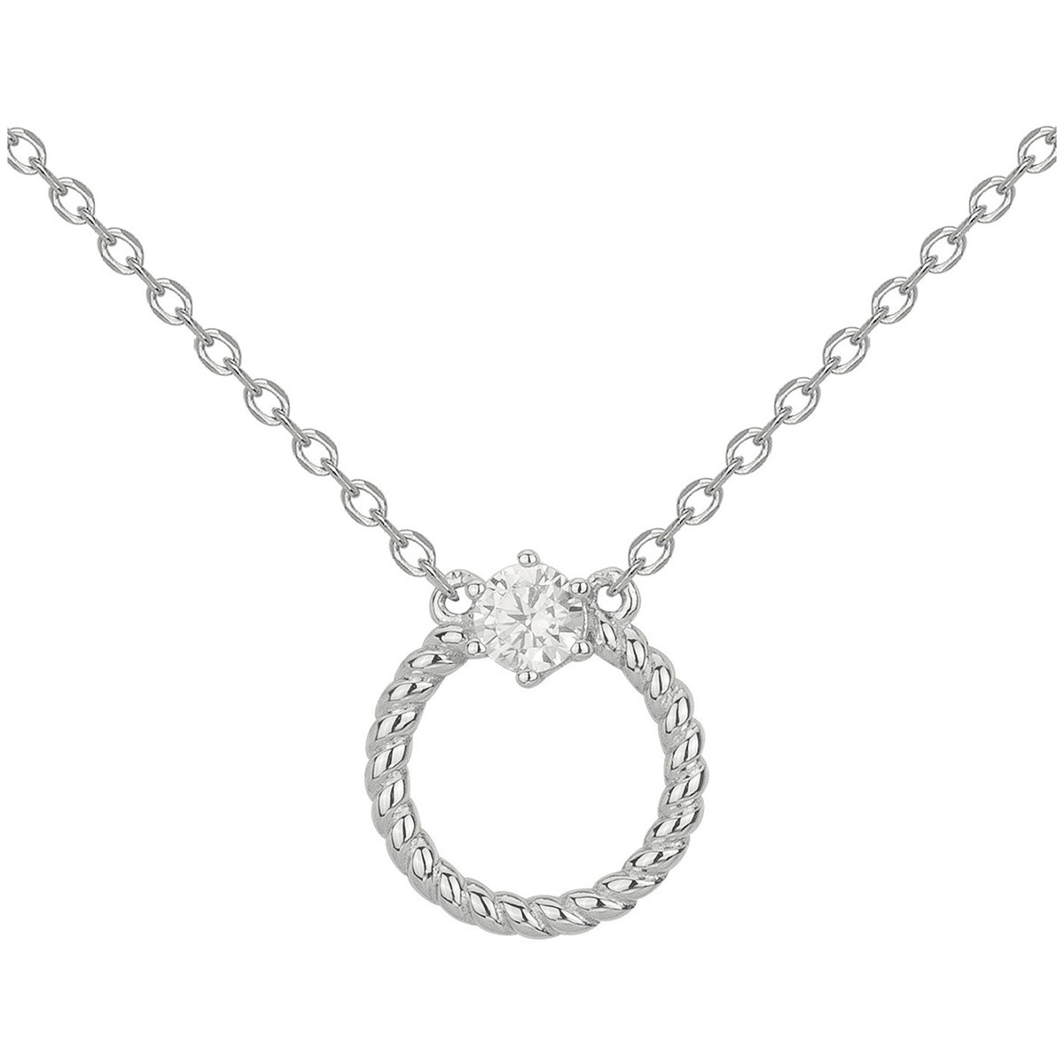 Collier mono-motif en Argent avec oxyde de zirconium blanc