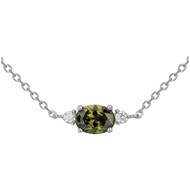 Collier mono-motif en Argent avec oxyde de zirconium vert