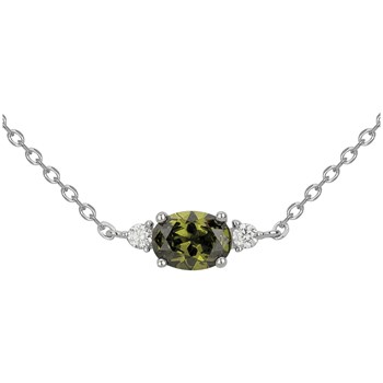 Collier mono-motif en Argent avec oxyde de zirconium vert