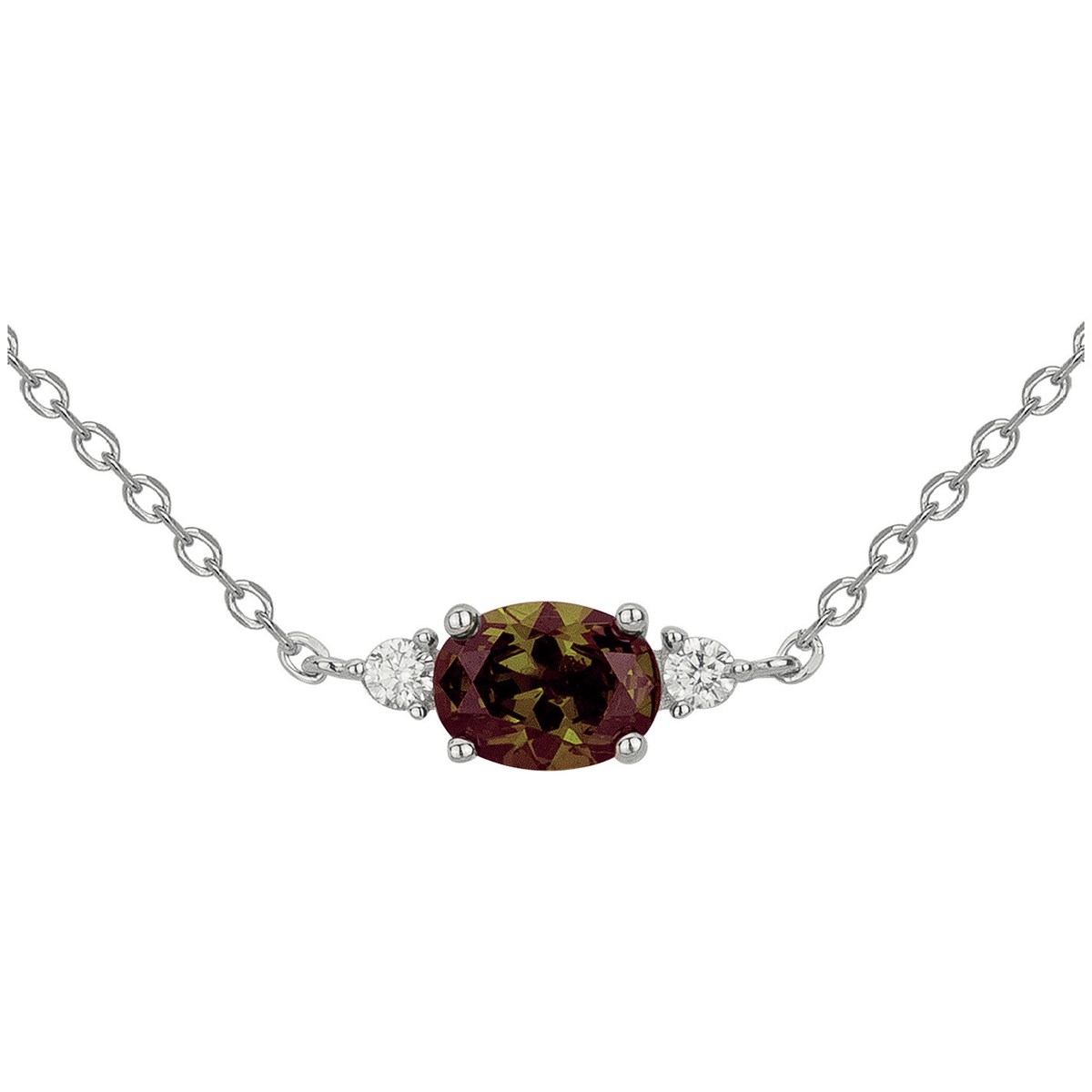 Collier mono-motif en Argent avec oxyde de zirconium marron