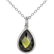 Collier mono-motif en Argent avec oxyde de zirconium vert