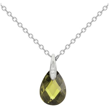 Single-pattern necklace in silver with green zirconium oxide
