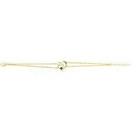 Bracelet souple mono-motif en Plaqué Or avec oxyde de zirconium vert emeraude