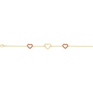 Bracelet souple multi-motifs en Plaqué Or avec spinelle rouge rubis