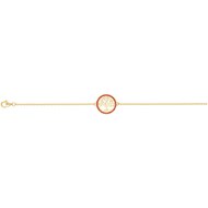 Bracelet souple mono-motif en Plaqué Or avec oxyde de zirconium rouge rubis