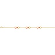 Bracelet souple multi-motifs en Plaqué Or avec oxyde de zirconium rouge rubis