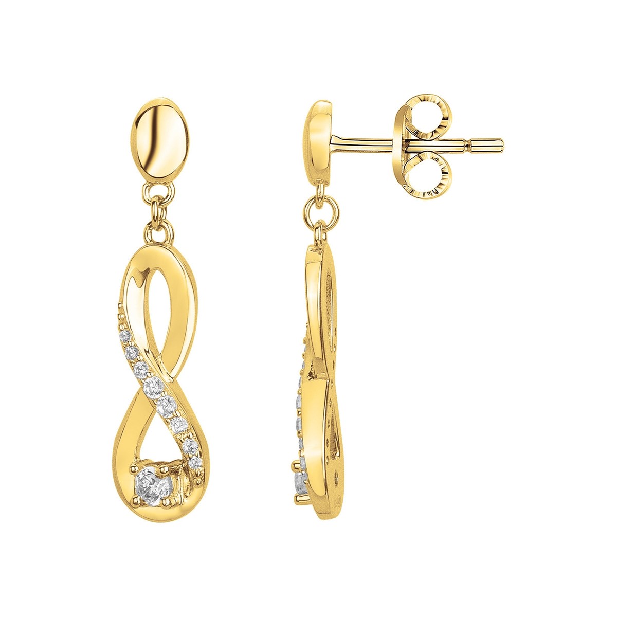 Boucles d'oreilles pendantes en Plaqué Or avec oxyde de zirconium blanc