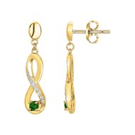 Boucles d'oreilles pendantes en Plaqué Or avec oxyde de zirconium vert emeraude