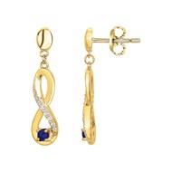 Boucles d'oreilles pendantes en Plaqué Or avec oxyde de zirconium bleu saphir