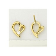 Boucles d'oreilles clous en Plaqué Or avec  blanc