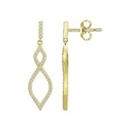 Boucles d'oreilles pendantes en Plaqué Or avec oxyde de zirconium blanc