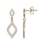 Boucles d'oreilles pendantes en Plaqué Or avec oxyde de zirconium blanc