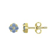 Boucles d'oreilles clous en Plaqué Or avec oxyde de zirconium bleu topaze