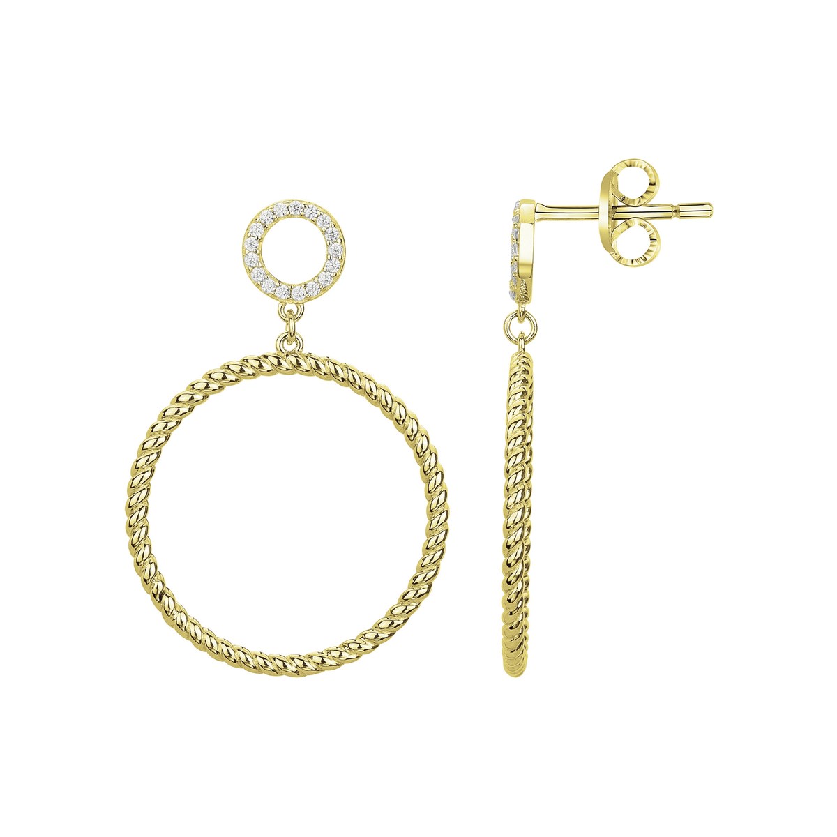 Boucles d'oreilles pendantes en Plaqué Or avec oxyde de zirconium blanc