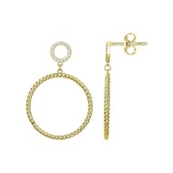 Boucles d'oreilles pendantes en Plaqué Or avec oxyde de zirconium blanc