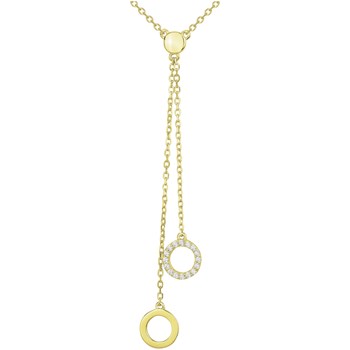 Gold-plated Y necklace with white zirconium oxide