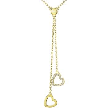 Gold-plated Y necklace with white zirconium oxide