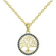 Collier mono-motif en Plaqué Or avec oxyde de zirconium bleu saphir