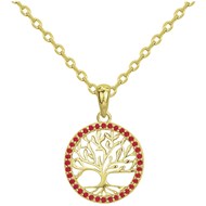 Collier mono-motif en Plaqué Or avec spinelle rouge rubis