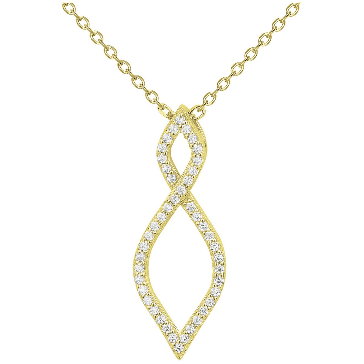 Collier mono-motif en Plaqué Or avec oxyde de zirconium blanc