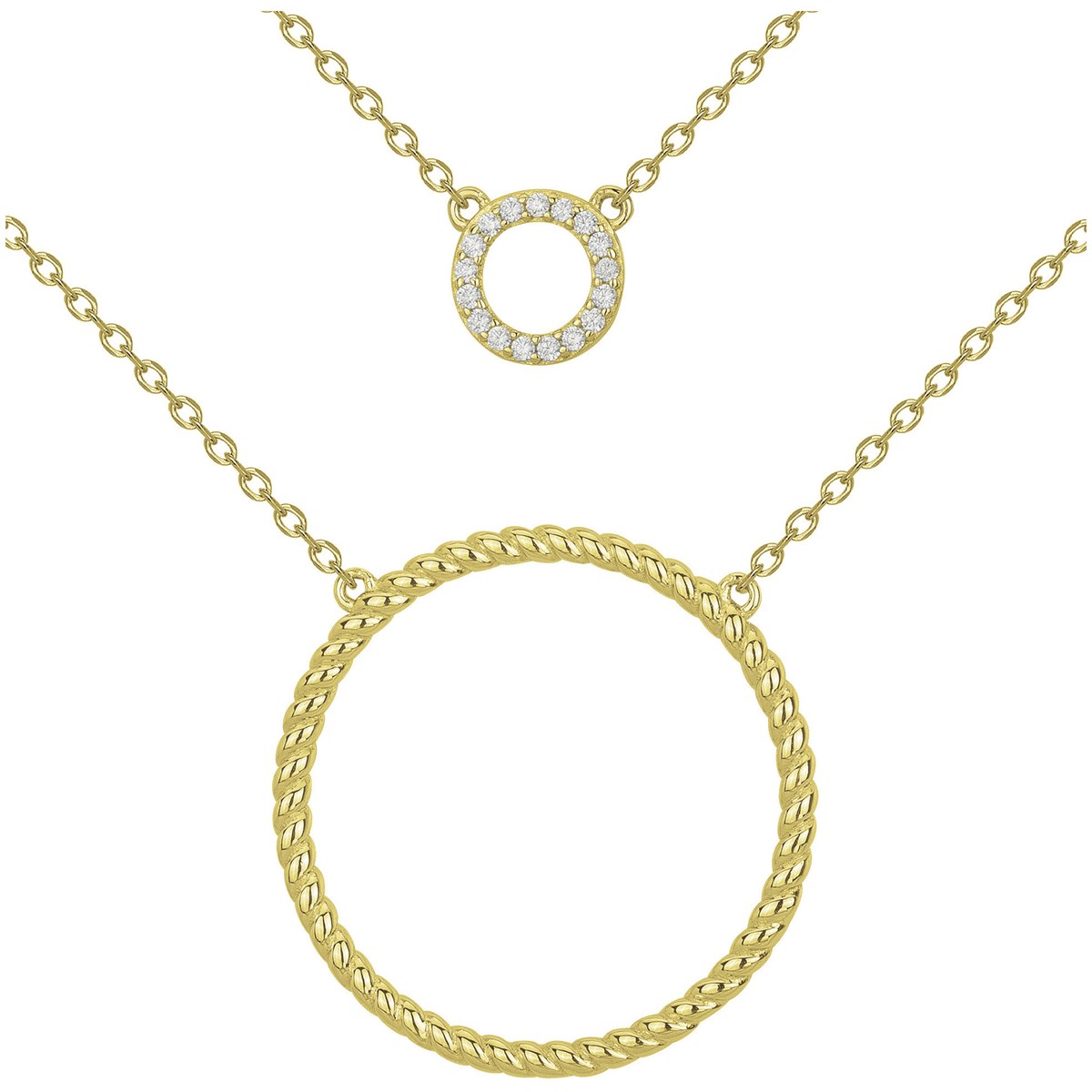 Collier double chaînes en Plaqué Or avec oxyde de zirconium blanc