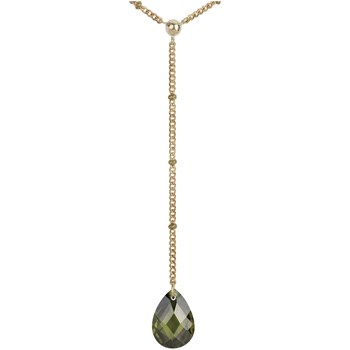 Collier Y en Plaqué Or avec oxyde de zirconium vert