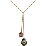 Collier Y en Plaqué Or avec oxyde de zirconium marron
