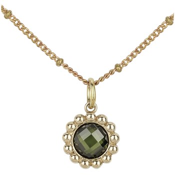 Gold-plated single-pattern necklace with green zirconium oxide