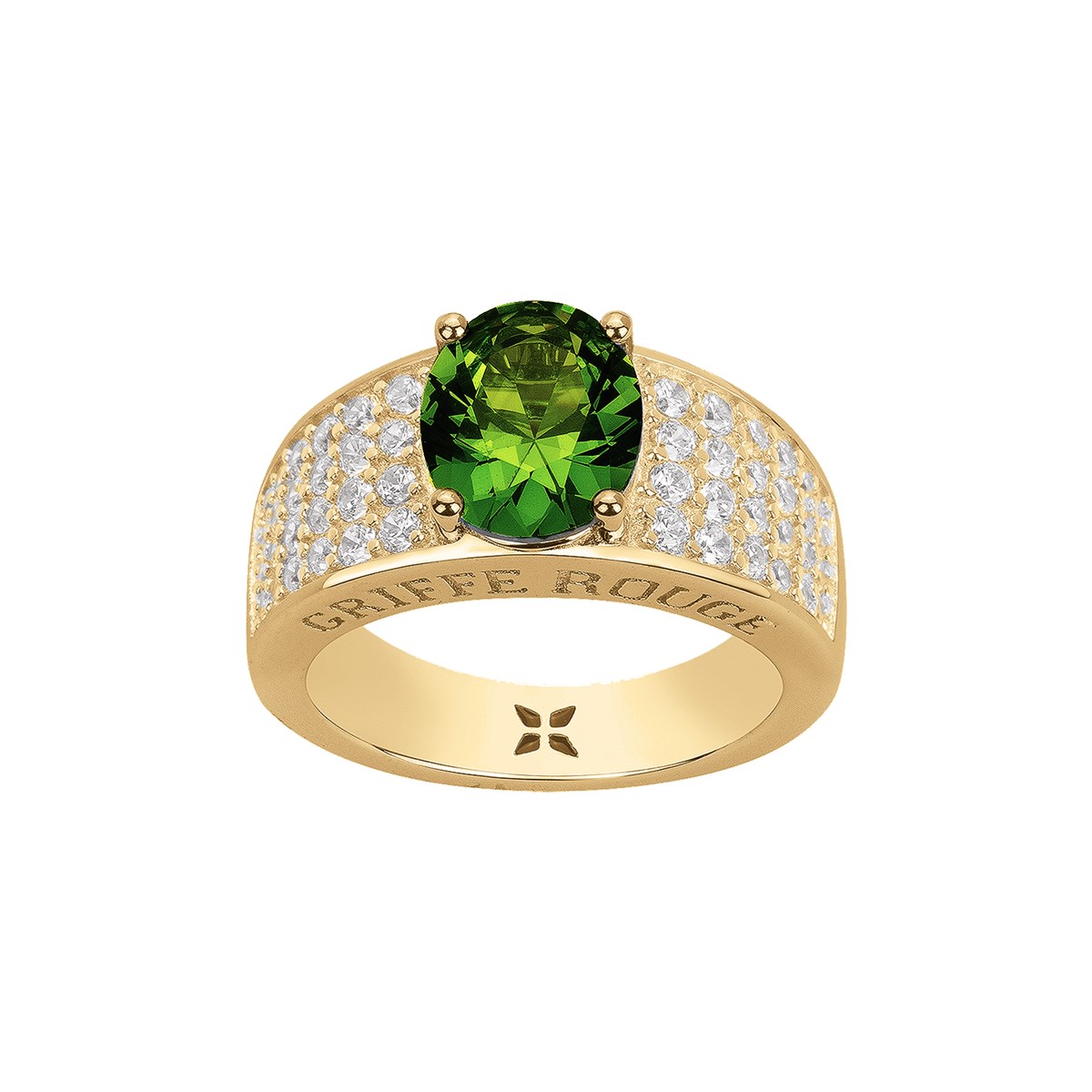 Bague en Plaqué Or avec oxyde de zirconium vert emeraude