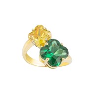 Bague Charlène en Plaqué Or avec oxyde de zirconium vert et jaune
