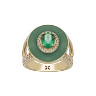 Bague Anne en Plaqué Or avec oxyde de zirconium vert emeraude