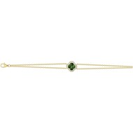 Bracelet souple mono-motif Thérèse en Plaqué Or avec oxyde de zirconium vert emeraude