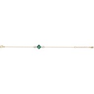 Bracelet souple mono-motif Thérèse en Plaqué Or avec oxyde de zirconium vert emeraude