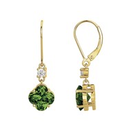 Boucles d'oreilles dormeuses en Plaqué Or avec oxyde de zirconium vert emeraude