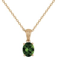 Collier mono-motif en Plaqué Or avec oxyde de zirconium vert emeraude