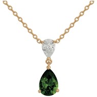 Collier mono-motif en Plaqué Or avec oxyde de zirconium vert emeraude