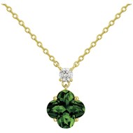 Collier mono-motif en Plaqué Or avec oxyde de zirconium vert emeraude