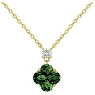 Collier mono-motif Thérèse en Plaqué Or avec oxyde de zirconium vert emeraude