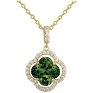 Collier mono-motif Thérèse en Plaqué Or avec oxyde de zirconium vert emeraude