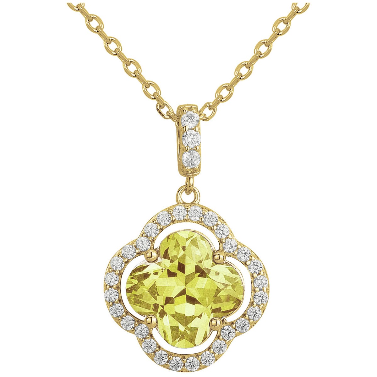 Collier mono-motif en Plaqué Or avec oxyde de zirconium jaune