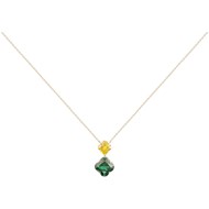 Collier mono-motif Charlène en Plaqué Or avec oxyde de zirconium vert et jaune