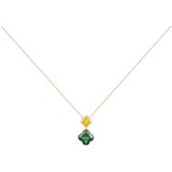 Collier mono-motif en Plaqué Or avec oxyde de zirconium vert et jaune